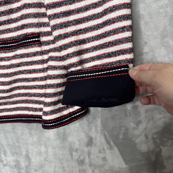 Basler Jacket Womens 18 Navy Red White Striped Zip Front Pockets Blazer Nautical - Picture 6 of 12
